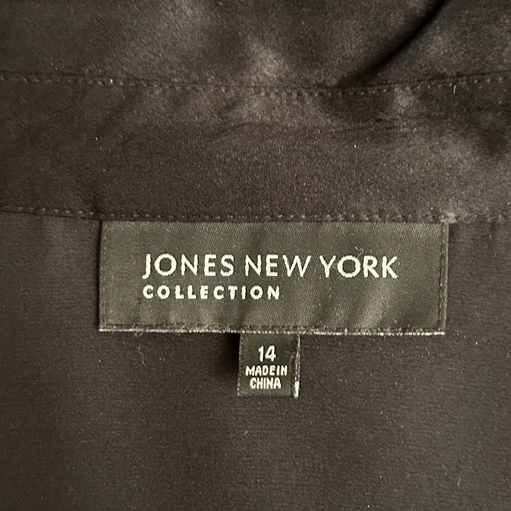 Jones New York Collection, Black, Long Sleeve Silk Blouse, Size 14 - Picture 4 of 16